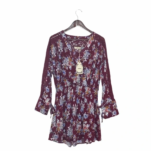 entro burgundy dress Entro Red Eyelet Maxi Dress main image 0